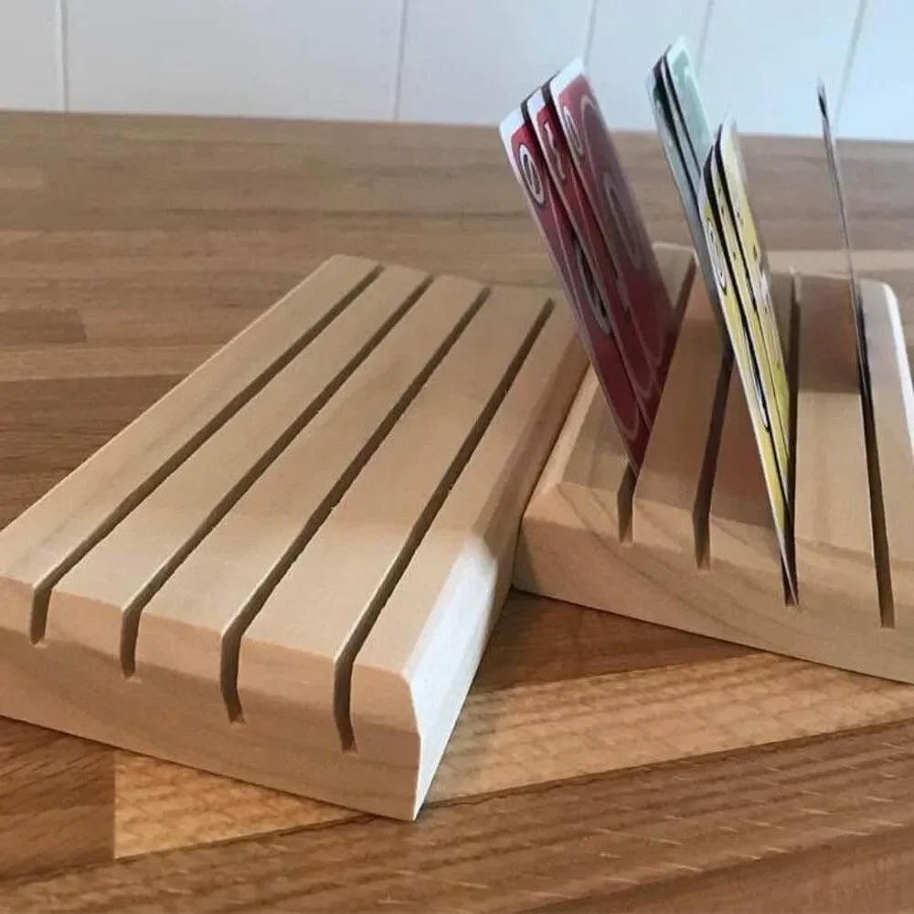 Wooden Card Holders Handmade set of 2